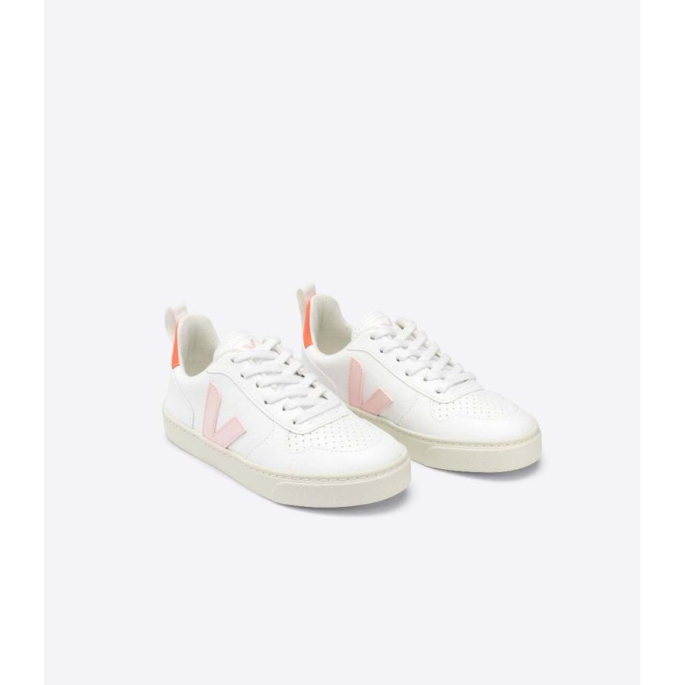 Veja V-10 LACE CWL Kids' Shoes White/Orange | NZ 790EBC